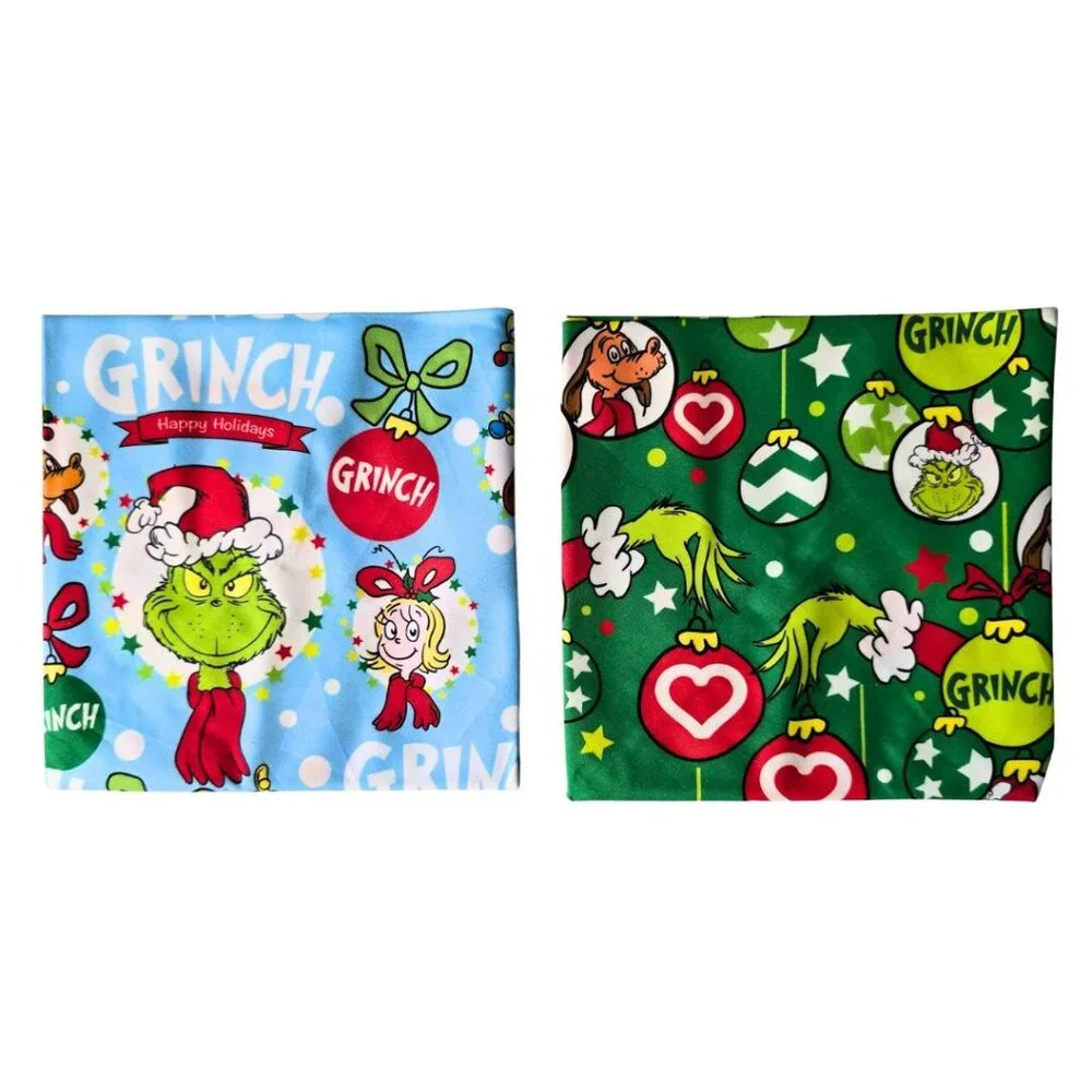 The Grinch Christmas Bandana 2 Pack Lot Holiday Pet Bandanas for Dogs & Cats NEW
